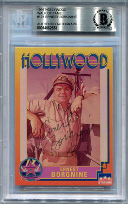 1991 Starline Hollywood Walk of Fame 121 Ernest Borgnine Dual Sided Auto BAS