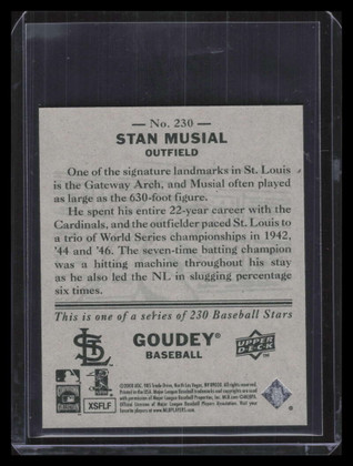 2008 Upper Deck Goudey Mini Green Backs 230 Stan Musial 66/88