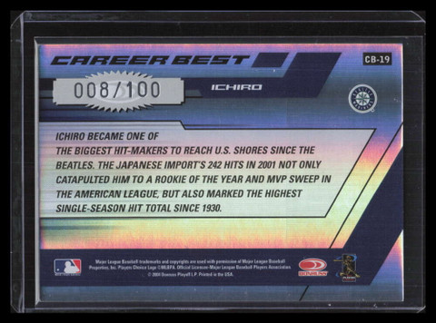 2004 Donruss Elite Career Best Black 19 Ichiro Suzuki 8/100