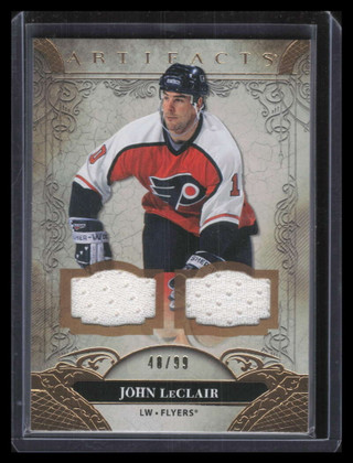 2020-21 Artifacts Materials Gold 157 John LeClair Dual Jersey 48/99