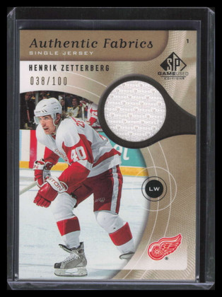 2005-06 SP Game Used Authentic Fabrics Gold AFHZ Henrik Zetterberg Jersey 38/100