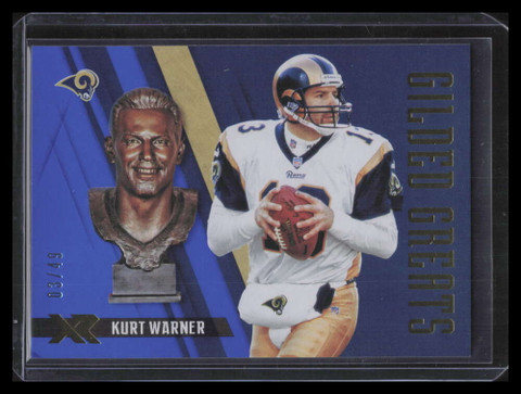 2018 Panini XR Gilded Greats Blue 7 Kurt Warner 3/49