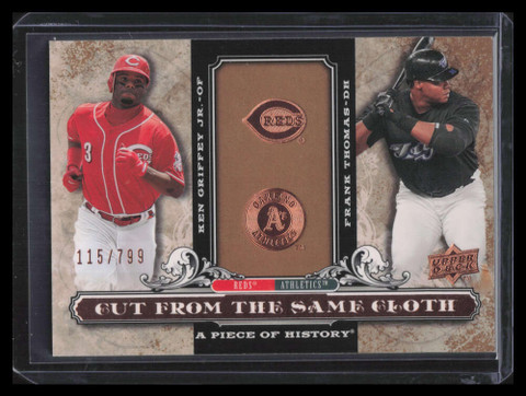 2008 UD A Piece of History Cut From Same Cloth Frank Thomas Ken Griffey 115/799