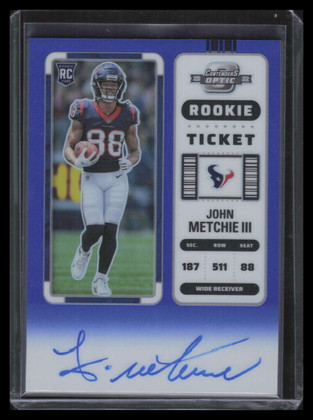 2022 Panini Contenders Optic Blue 125 John Metchie III Rookie Auto 72/75