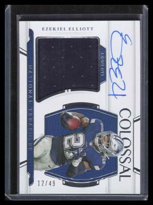 2021 National Treasures Colossal Signatures Ezekiel Elliott Jersey Auto 12/49
