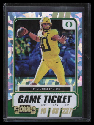 2021 Panini Contenders Draft Ticket Gold Cracked Ice 11 Justin Herbert 18/23