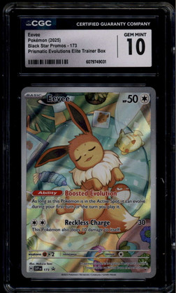 2025 Pokemon Black Star Promos 173 Eevee Prismatic Elite Trainer Box CGC 10 GEM