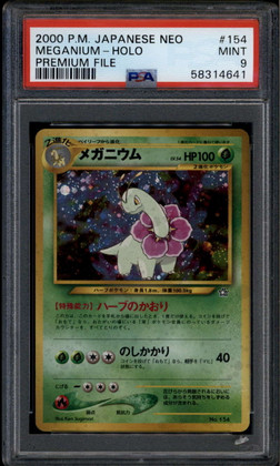2000 Pokemon Neo Gold Silver Japanese Premium File 154 Meganium HOLO R PSA 9