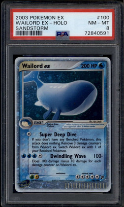 2003 Pokemon Pokemon-e EX Sandstorm 100 Wailord EX HOLO R PSA 8 NM-MT