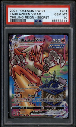 2021 Pokemon Chilling Reign 201 Blaziken VMAX ALT ART SEC Secret PSA 10 GEM MT