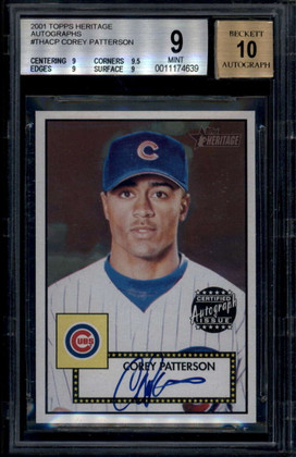 2001 Topps Heritage Autographs THACP Corey Patterson Auto BGS 9 MINT 10