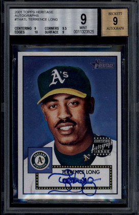 2001 Topps Heritage Autographs THATL Terrence Long Auto BGS 9 MINT 9