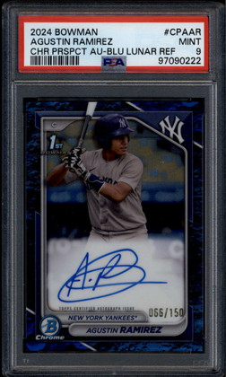 2024 Bowman Chrome Blue Lunar Refractor Agustin Ramirez RC Auto 66/150 PSA 9