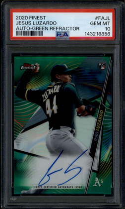 2020 Finest Autographs Green Refractor Jesus Luzardo Rookie RC Auto 84/99 PSA 10