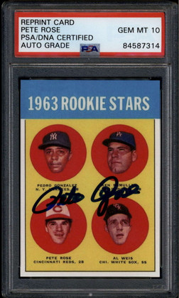 1963 Topps Reprint Card Pete Rose PSA/DNA GEM MT 10 Auto Grade