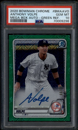 2020 Bowman Chrome Mega Box Green Refractor Anthony Volpe RC Auto 35/99 PSA 10