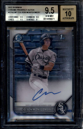 2022 Bowman Chrome Prospect Autographs Colson Montgomery Rookie RC Auto BGS 9.5