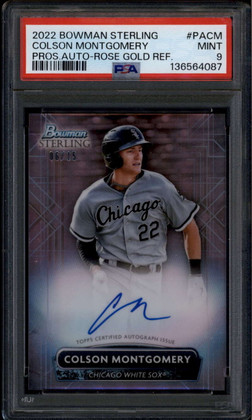 2022 Bowman Sterling Rose Gold Refractor Colson Montgomery RC Auto 6/15 PSA 9