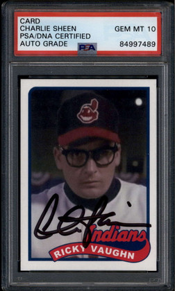1989 Design Custom Ricky Vaughn Charlie Sheen PSA/DNA Certified GEM MT 10 Auto
