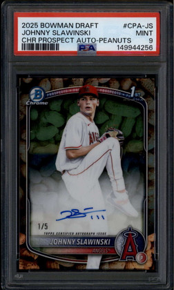 2025 Bowman Chrome Autographs Peanut Refractor Johnny Slawinski RC Auto /5 PSA 9