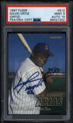 1997 Fleer 512 David Ortiz Rookie RC PSA 9 PSA/DNA Certified Authentic 10 Auto