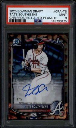 2025 Bowman Chrome Draft Peanuts Refractor Tate Southisene RC Auto 4/5 PSA 9