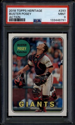 2018 Topps Heritage Action Variations 293 Buster Posey SP PSA 9 MINT