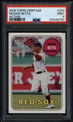 2018 Topps Heritage Action Variations 330 Mookie Betts SP PSA 9 MINT