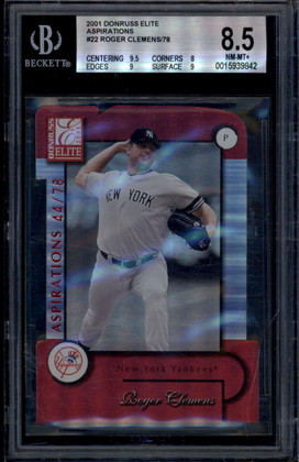2001 Donruss Elite Aspirations 22 Roger Clemens 44/78 BGS 8.5 NM-MT+