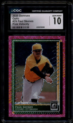 2025 Donruss Optic Pink Velocity Refractor 29 Paul Skenes 38/79 CGC 10 GEM MINT