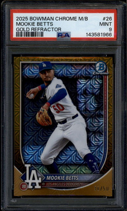 2025 Bowman Chrome Mega Box Gold Refractor 26 Mookie Betts 38/50 PSA 9 MINT