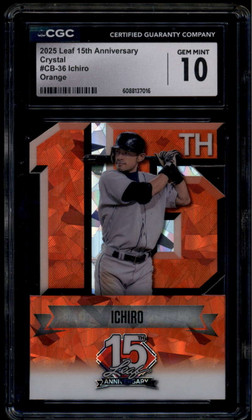 2025 Leaf 15th Anniversary National Crystal Orange cb36 Ichiro 1/1 CGC 10 GEM