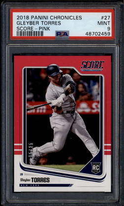 2018 Score Pink 27 Gleyber Torres Rookie RC 15/25 PSA 9 MINT
