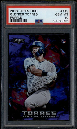 2018 Topps Fire Purple 119 Gleyber Torres Rookie RC 88/99 PSA 10 GEM MT