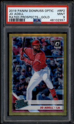 2019 Donruss Optic Rated Prospects Gold Refractor Jo Adell Rookie RC 3/10 PSA 9