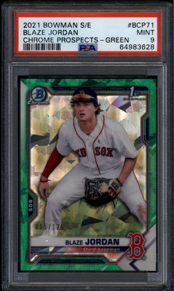 2021 Bowman Chrome Sapphire Green Refractor bcp71 Blaze Jordan RC 5/125 PSA 9