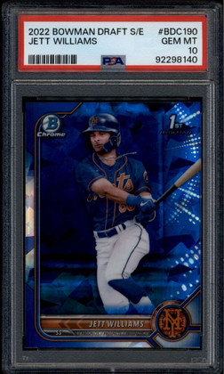 2022 Bowman Chrome Draft Sapphire bdc190 Jett Williams Rookie RC PSA 10 GEM MT