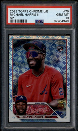 2023 Topps Chrome Logofractor Photo Variations 79 Michael Harris II RC SP PSA 10