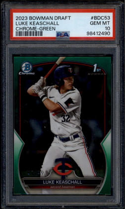 2023 Bowman Chrome Draft Green Refractor Luke Keaschall Rookie RC 47/99 PSA 10