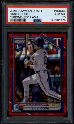 2024 Bowman Chrome Draft Red Lava Refractor bdc66 Casey Cook Rookie RC /5 PSA 10