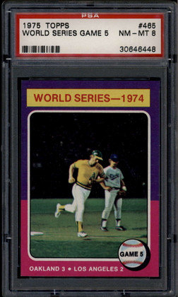 1975 Topps 465 World Series Game 5 Joe Rudi PSA 8 NM-MT