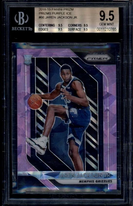 2018-19 Panini Prizm Prizms Purple Ice 66 Jaren Jackson Jr RC 52/149 BGS 9.5 GEM