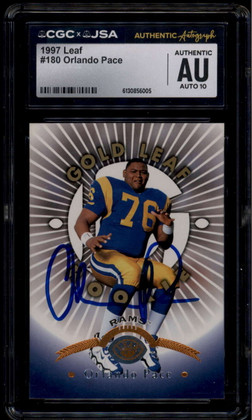 1997 Leaf 180 Orlando Pace Rookie RC CGC x JSA Authentic Autograph Auto 10