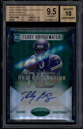 2014 Certified New Generation Autographs Teddy Bridgewater RC Auto 2/5 BGS 9.5