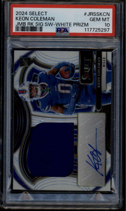 2024 Select Signatures Swatches Prizm Keon Coleman RC Jersey Auto 31/75 PSA 10