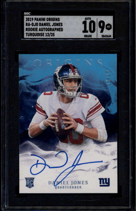 2019 Panini Origins Rookie Autographs Turquoise Daniel Jones RC Auto 12/25 SGC 9