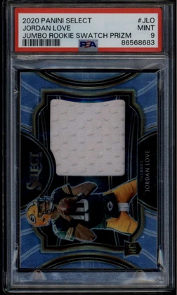 2020 Select Jumbo Rookie Swatches Prizm 11 Jordan Love RC Jersey /49 PSA 9 MINT