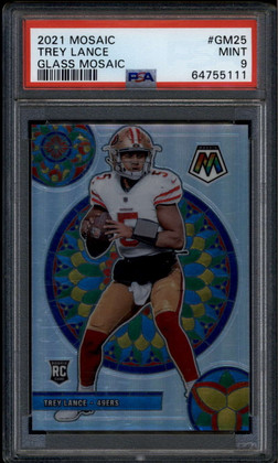 2021 Panini Mosaic Glass Mosaic 25 Trey Lance Rookie RC PSA 9 MINT