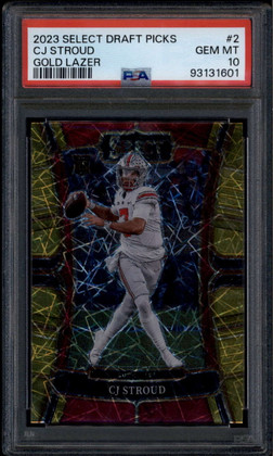 2023 Select Draft Picks Prizms Gold Lazer Refractor 2 CJ Stroud Rookie RC PSA 10