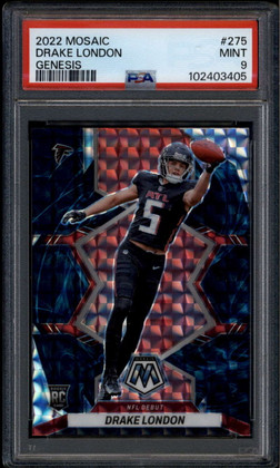 2022 Panini Mosaic Genesis 275 Drake London DEB Rookie Debut RC PSA 9 MINT
